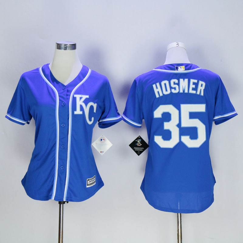 Women Kansas City Royals #35 Hosmer Blue MLB Jerseys